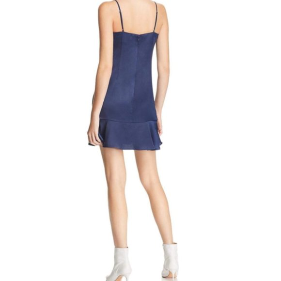 Lucy‎ Paris Satin Flounce Hem V-Neck Slip Dress - Picture 2 of 2